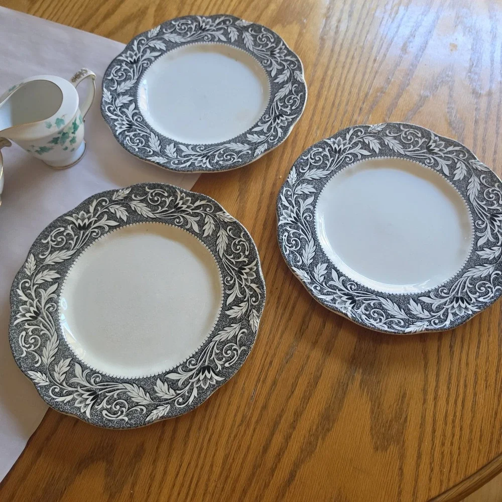 3 VTG J.G. Meakin English Ironstone Sterling Renaissance Black 10